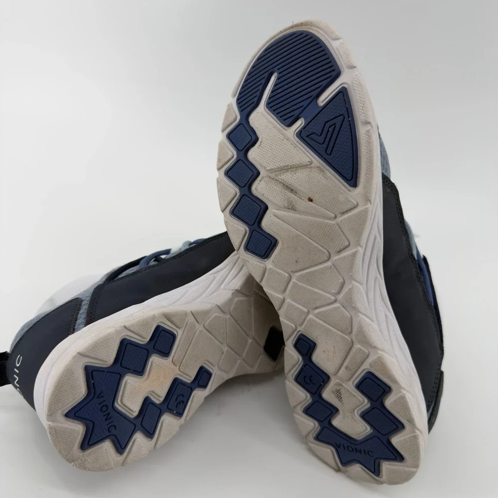 Vionic Zeliya Womens 8.5‎ Grey Navy Blue Mesh Orthotic Walking Sneakers Shoes